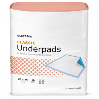 McKesson Classic Underpads, Blue, Disposable, Fluff/Polymer Core, light Absorbency, 23 x 36 In., Latex-Free, 120 Count - Image 1