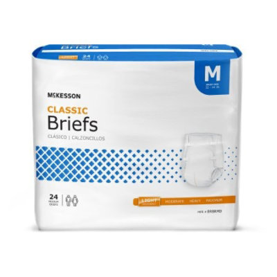 McKesson Classic Briefs, Adult, Unisex, Refastenable Tabs, Disposable, Light Absorbency, Medium, White, 96 Count - Image 2