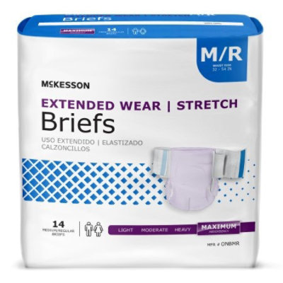 McKesson Extended Wear Incontinent Brief, Adult, Unisex, Medium, 32 to 54 In. Waist, Lavender, Heavy Absorbency, Disposable, Tab Closure, Latex-Free, 14 Count - Image 2