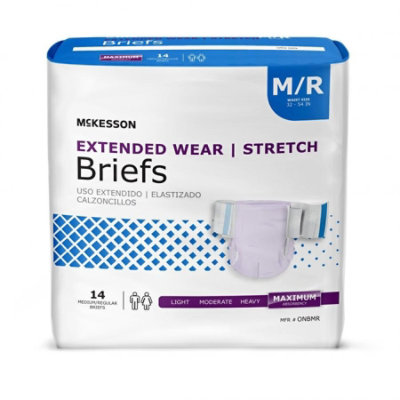McKesson Extended Wear Incontinent Brief, Adult, Unisex, Medium, 32 to 54 In. Waist, Lavender, Heavy Absorbency, Disposable, Tab Closure, Latex-Free, 14 Count - Image 1