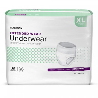 McKesson Extended Wear Underwear, X-Large, 58 to 68 In. Waist, Adult, Unisex, White, Disposable, Heavy Absorbency, 48 Count - Image 1