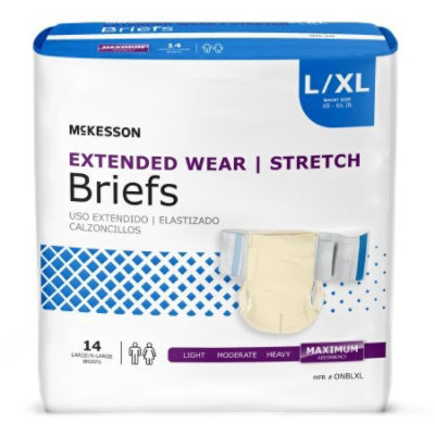 McKesson Extended Wear/Stretch Brief, Adult, Unisex, Tab Closure, Beige, Disposable, Heavy Absorbency, Large/X-Large, 48 to 66 In. Waist, 14 Count, Bag - Image 2