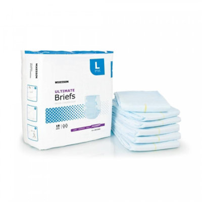McKesson Ultimate Briefs, Adult, Unisex, Refastenable Tabs, Disposable, Heavy Absorbency, Large, Bag 18 count - Image 1