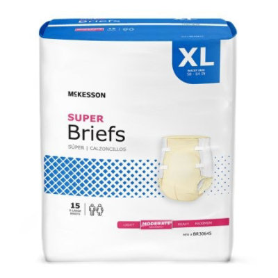 McKesson Super Briefs, Adult, Unisex, Refastenable Tabs, Disposable, Moderate Absorbency, X-Large, Bag 15 count - Image 2