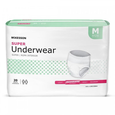 McKesson Super Underwear, Medium, Adult, Unisex, Disposable, Moderate Absorbency, 80 Count - Image 1