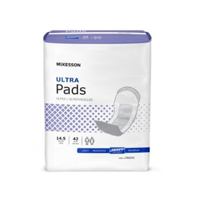 McKesson Ultra Pads, Unisex, Disposable, White, Heavy Absorbency, 14.5 In. Length, 168 Count - Image 1