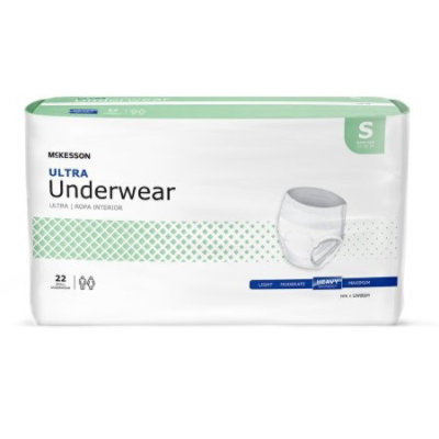 McKesson Ultra Underwear, Adult, White, Small, 25-32 In. Waist, Unisex, Pull-on with Tear Away Seams, Disposable, Heavy Absorbency, 88 Count - Image 2