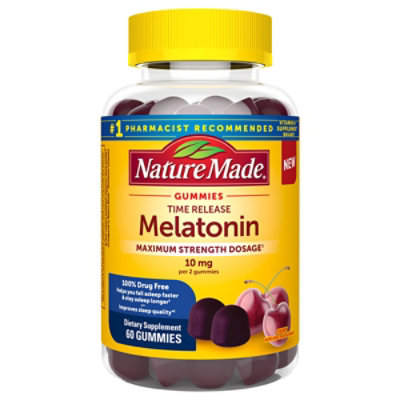 Nature Made Time Release Melatonin Maximum Strength Dosage Gummies - 60 CT - Image 1