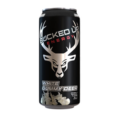 Bucked Up Energy White Gummy Deer 16fz - 16 FZ - Image 1