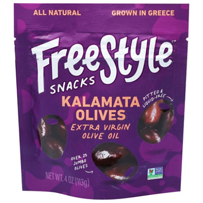 Freestyle Evoo Kalamata Olives Pouch Ngmo - 4 OZ - Image 1