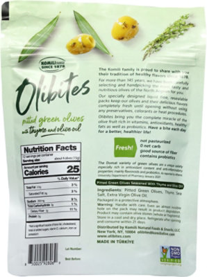 Olibites Thyme & Evoo Pitted Green Olives - 6 OZ - Image 5