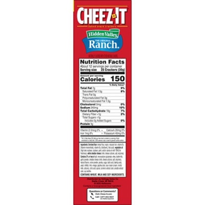 Cheez-It Cheese Crackers Hidden Valley Ranch Baked Snack Crackers - 12.4 Oz - Image 5