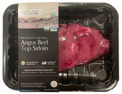 American Farmers Network Beef Top Sirloin Steak Grass Fed Organic - 8 OZ - Image 1