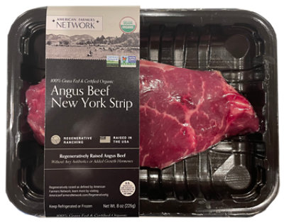 American Farmers Network Beef New York Steak Grass Fed Organic - 10 OZ - Image 1