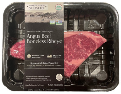 American Farmers Network Beef Ribeye Steak Grass Fed Organic - 10 OZ - Image 1