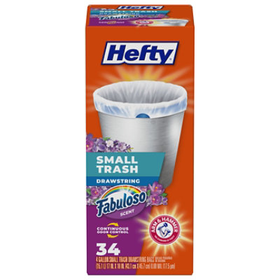 Hefty Drawstring Small Trash Wastebags 4 Gallon White 15 Pack 34 Count - 34 CT - Image 1