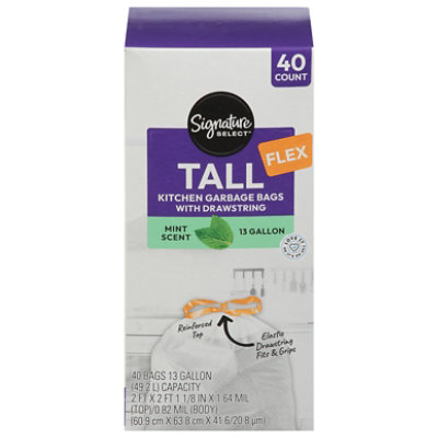 Signature Select Trash Bags Kitchen Flex Mint 40 Bags - 40 CT