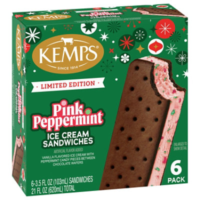 Kemps Pink Peppermint Ice Cream Sandwiches 6 Pack - 21 FZ - Image 4