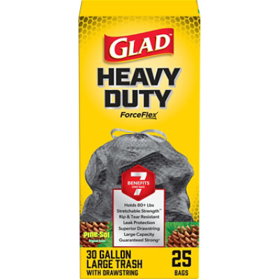 Glad Forceflex Drawstring Large Trash Bags 30 Gallon Pine Sol Original Scent - 25 Count - Image 1