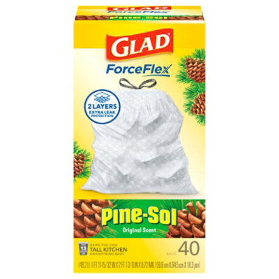 Glad Forceflex Tall Kitchen Drawstring Trash Bags 13 Gallon Pine-sol Original Scent 40 Count - 40 CT - Image 3