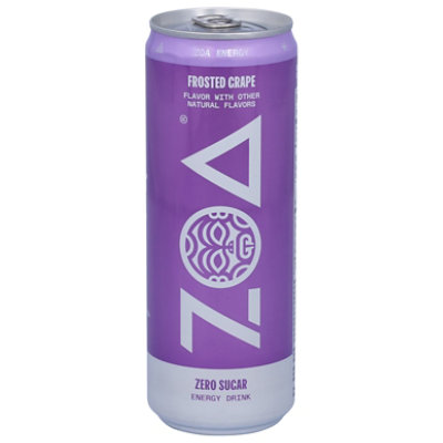 Zoa Frosted Grape Zero Sugar Energy Drink - 12 Oz - Image 1