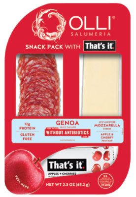 Olli Salumeria Genoa W/ Mozzarella Cheese & Thats It Cherry-apple Bar - 2.3 OZ - Image 1