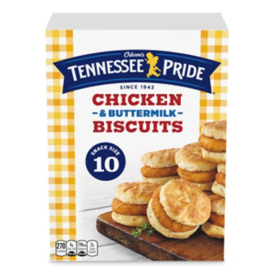 Odom's Tennessee Pride Chicken & Buttermilk Biscuits, Snk Sz Frzn Breakfst Sandwiches, 10 Ct, 16.3oz - 16.3 OZ - Image 1