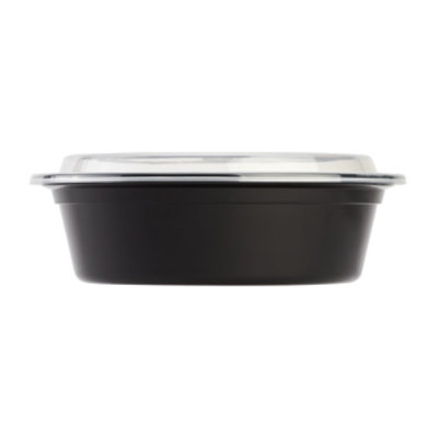 Karat 32 oz PP Plastic Microwavable Round Food Containers & Lids, Black - 150 sets - Image 4