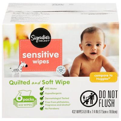 Signature Select Sensitive Wipes Quilted & Soft 6x 432 Ct - 432 CT - Image 3