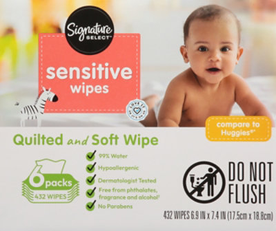 Signature Select Sensitive Wipes Quilted & Soft 6x 432 Ct - 432 CT - Image 5