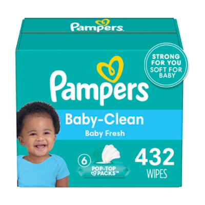 Pampers Baby Clean Wipes Baby Fresh Scented 6x Pop-top Packs 432 Count - 432 CT - Image 1