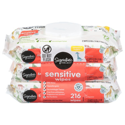 Signature Select Sensitive Wipes Quilted & Soft 3x 216 Ct - 216 CT - Image 1