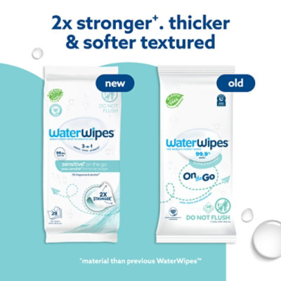 WaterWipes Sensitive+ On The Go Wipes 3-In-1 Cleans Cares Protects 99.9% Water Hypoallergenic - 28 Count - Image 2