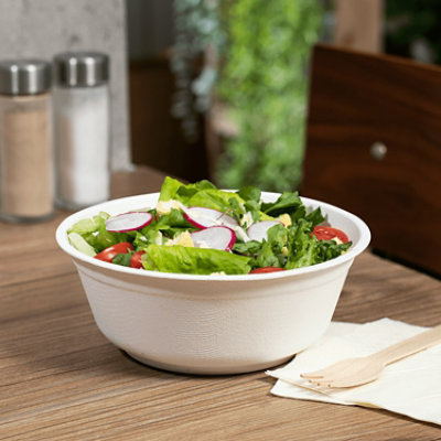Karat Earth 32oz PFAS Free Eco-Friendly Bagasse Rice Bowl, White- 500 pcs - Image 1