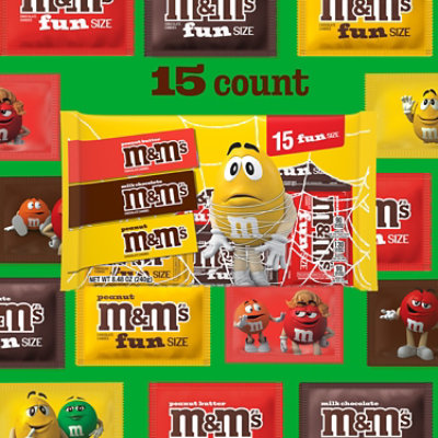 M&M'S Milk Chocolate Peanut & Peanut Butter Fun Size Halloween Candy Variety Pack - 15 Count - Image 2