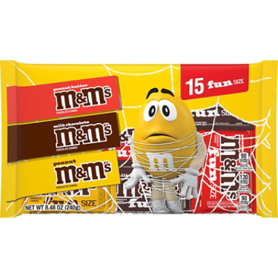M&M'S Milk Chocolate Peanut & Peanut Butter Fun Size Halloween Candy Variety Pack - 15 Count - Image 1