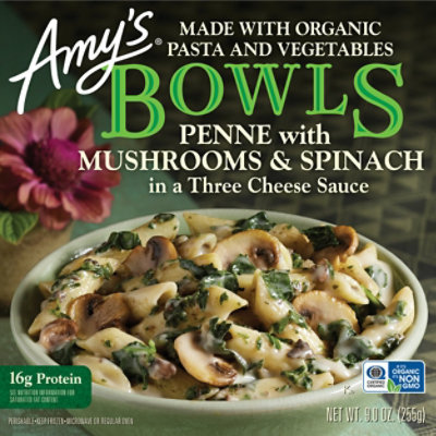 Amys Mushroom Spinach Penne Bowl 9 Oz - 9 OZ - Image 1