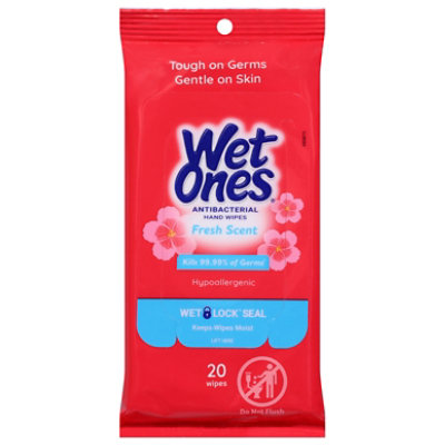 Wet Ones Antibacterial Fresh Scent Hypoallergenic Hand Wipes Travel Pack - 20 Count