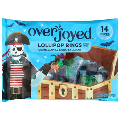 Overjoyed Orange, Apple & Grape Flavors Lollipop Rings - 14 Each - Image 1