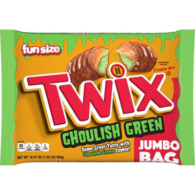 TWIX Fun Size Ghoulish Green Caramel Cookie Milk Chocolate Halloween Candy Bars - 16.37 Oz - Image 1
