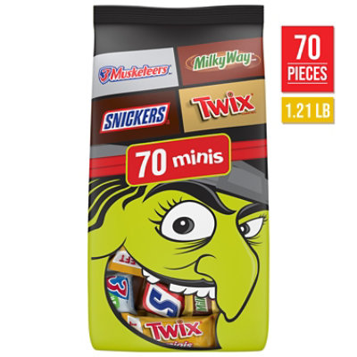 SNICKERS TWIX MILKY WAY & 3 MUSKETEERS Minis Halloween Candy Variety Pack - 70 Count - Image 1