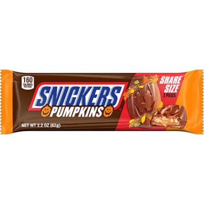 SNICKERS Pumpkins Chocolate Halloween Candy Bars Share Size - 2.2 Oz - Image 1
