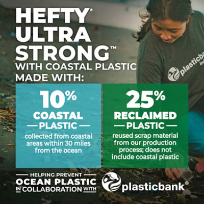 Hefty Ultra Strong Coastal Plastic Drawstring Tall Kitchen Bags Wastebags 13 Gallon - 40 CT - Image 4