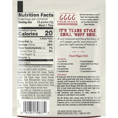 Four Sixes Seasoning Chuck Wagon Chili Mixnd With A Hint Of Heat 1.25oz - 1.25 OZ - Image 6