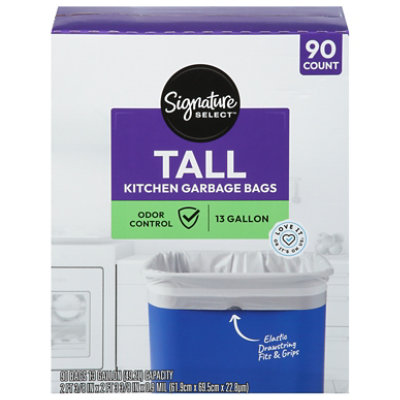 Signature Select Bag Tall Kitchen With Drawstring 13 Gallon 90 Ct - 90 CT - Image 1