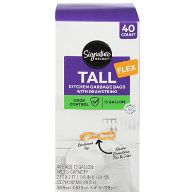 Signature Select Bag Flex Kitchen Drawstring 13 Gallon 40 Ct - 40 CT - Image 1