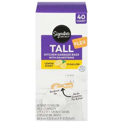 Signature Select Bags Tall Kitchen Lemon Scent 13 Ga 40 Ct - 40 CT - Image 1