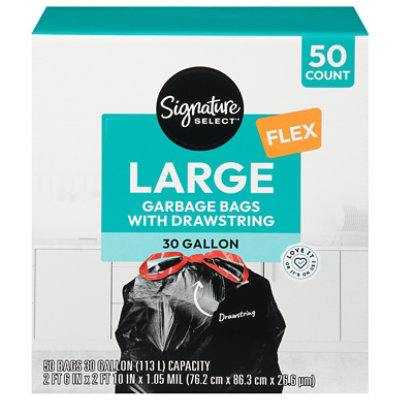Signature Select Bag Trash Drawstring Large 30 Gallon 50 Ct - 50 CT