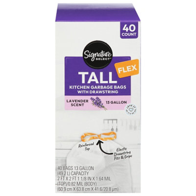 Signature Select Bags Tall Kitchen Lavender Scent 13 Gallon 40 Ct - 40 CT