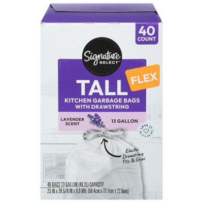 Signature Select Bags Tall Kitchen Lavender Scent 13 Gallon 40 Ct - 40 CT - Image 1